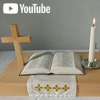 Risti, Raamattu ja kynttilä sekä YouTuben logo.
