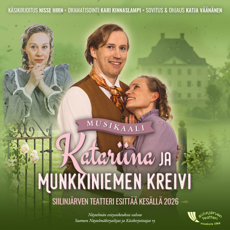 kuvassa mies ja nainen vierekkäin, ylälaidassa teksti musikaali Katariina ja Munkkiniemen kreivi