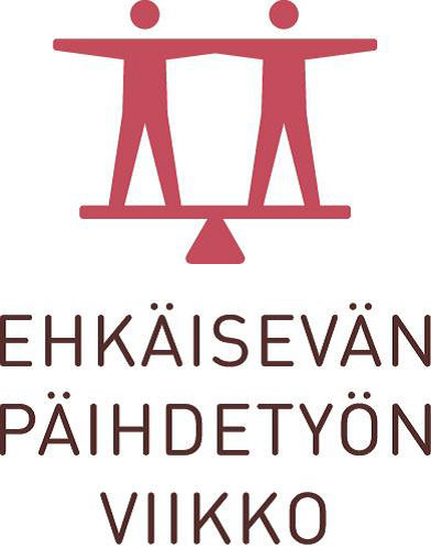 Messu Vaaka, jonka päällä kaksi piirrohahmoa. Alla lukee ehkäisevän päihdetyön viikko.