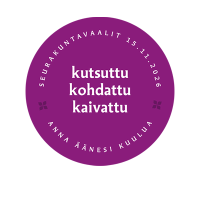Ympyrä jossa teksti: kaivattu, kohdattu.